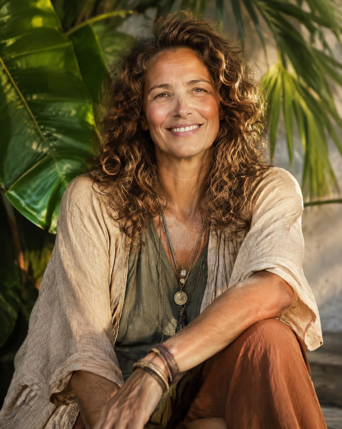 Monique Candyce smiling among tropical plants